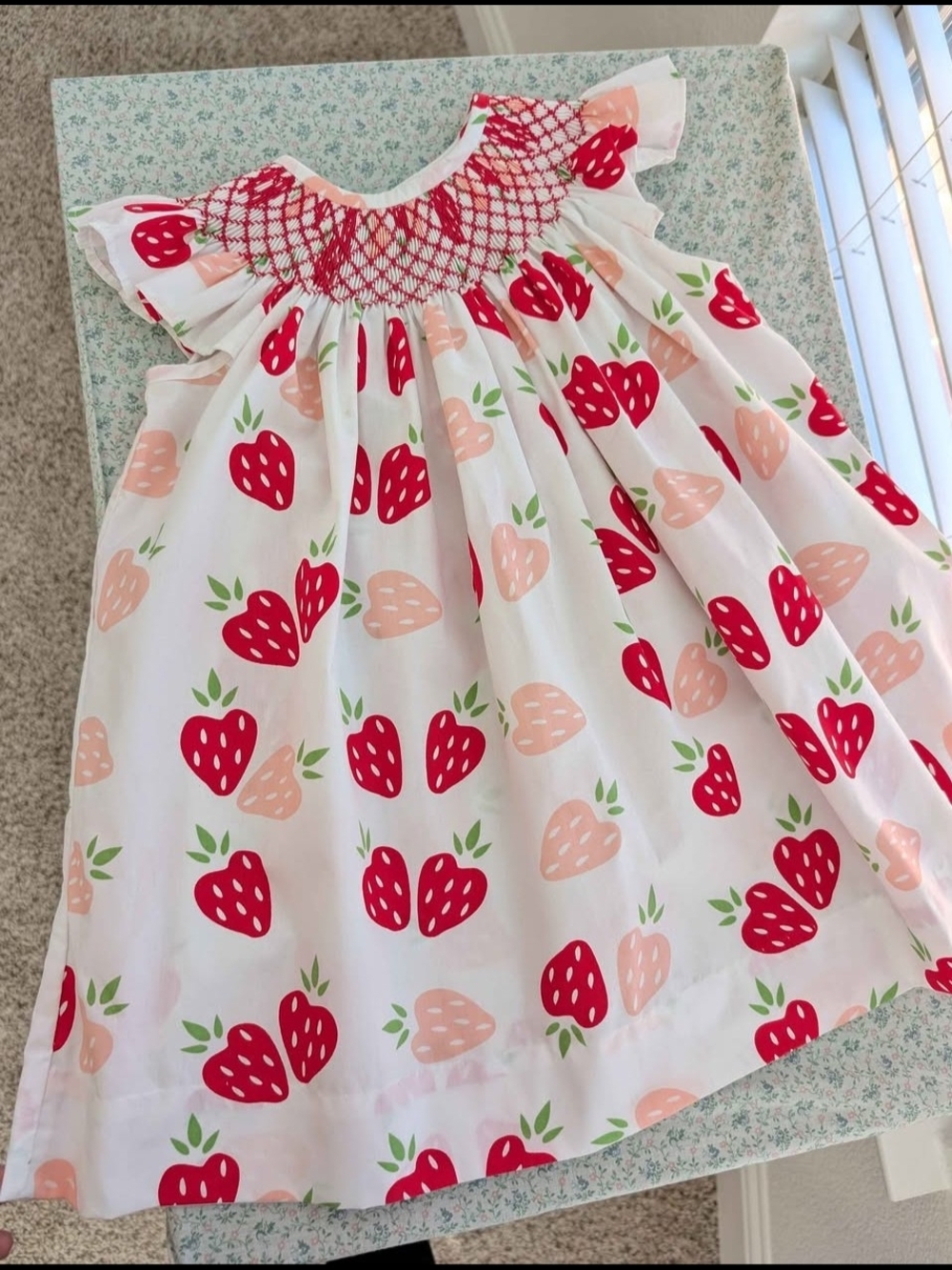 2T Smocked Strawberry Dress
